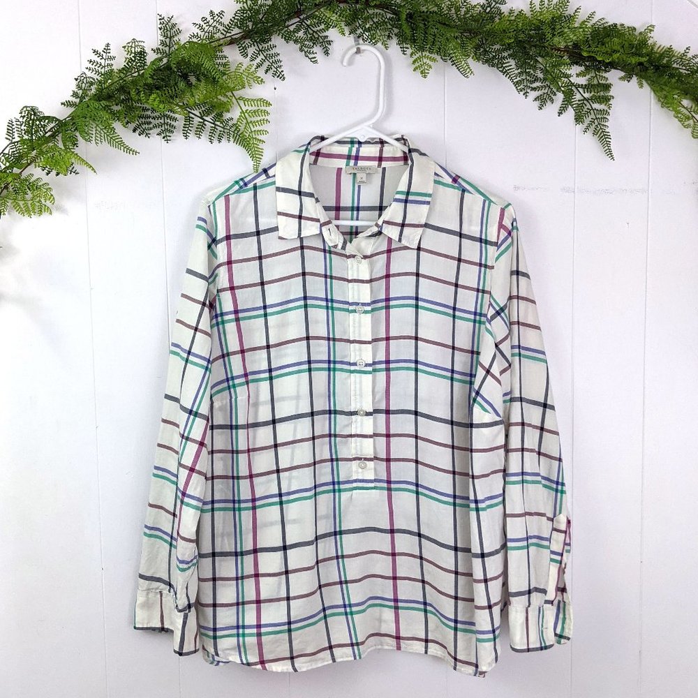 ♻️ Talbots Plus half button up plaid shirt